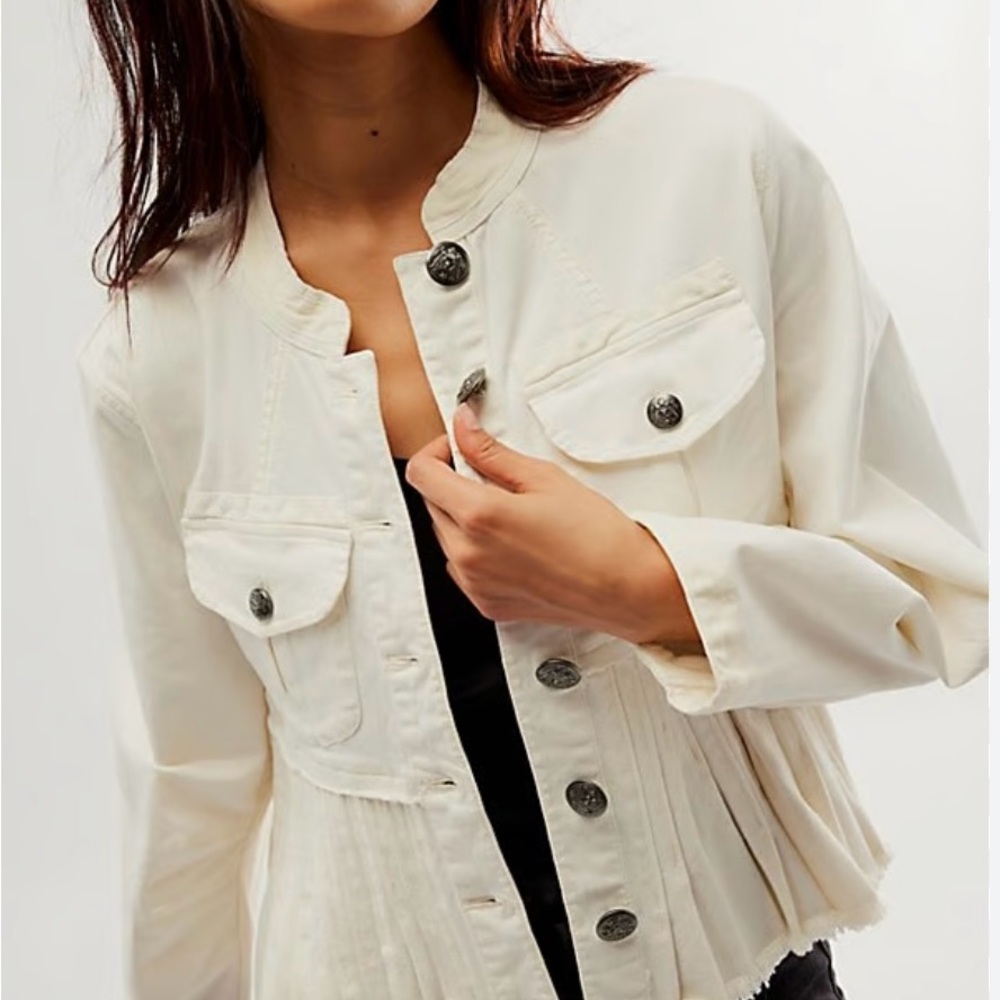 Free People Cream Jean Jacket